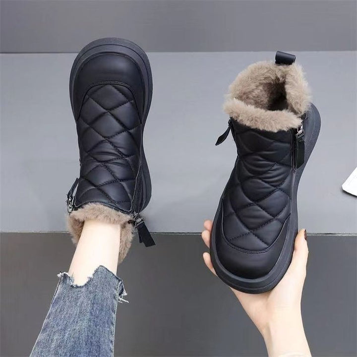 Snow Boots For Women Winter New Fleece-lined Thickened Northeast China Cotton Shoes Waterproof Non-slip Warm-Womens Footwear-Zishirts