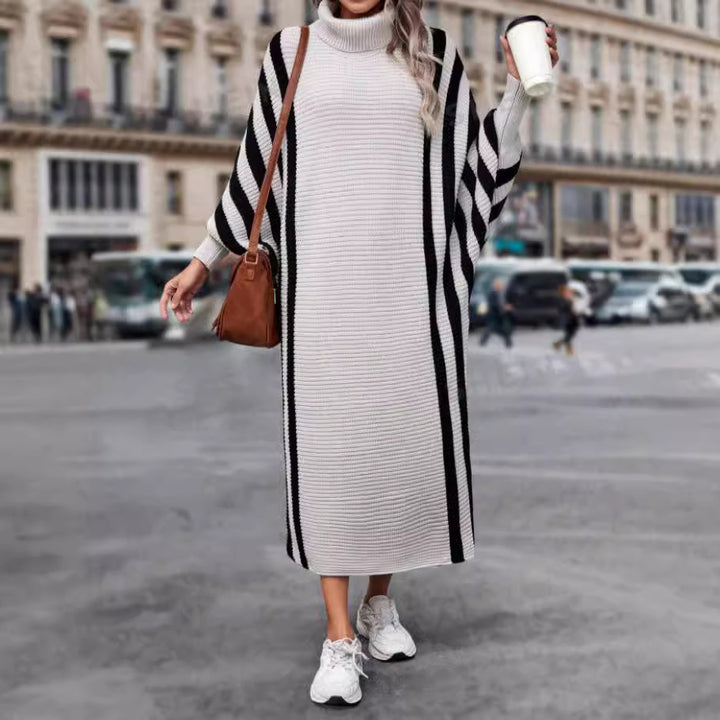 Casual Unisex Style Striped Long Knitted Dress-Lady Dresses-Zishirts