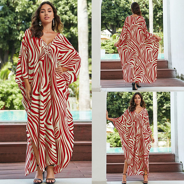 Cotton Beach Cover-up Vacation Sun Protection Long Dress-Womens 2024 March-Zishirts