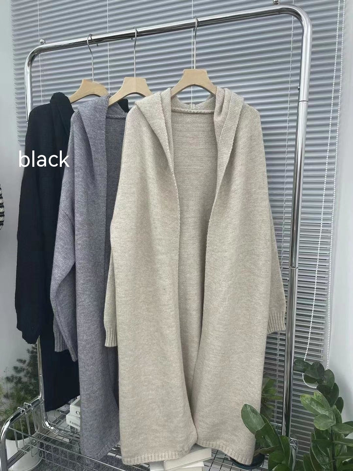 Super Long Soft Glutinous Hooded Sweater Coat Women-Sweaters-Zishirts