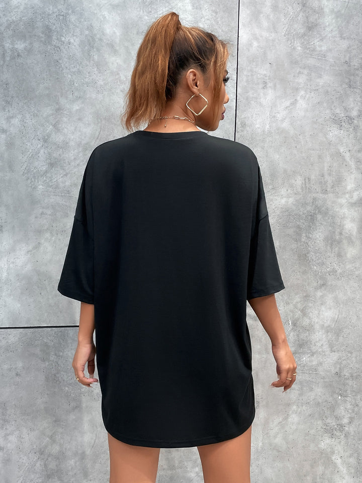 Women's Round Collar Designs Oversized T-shirt-Blouses & Shirts-Zishirts