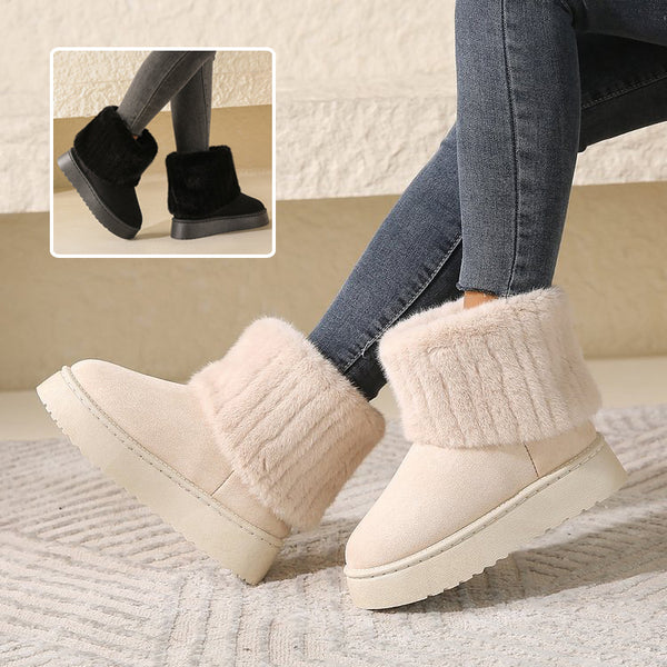 Thick-soled Plush Snow Boots Winter Warm Mid-tube Furry Cotton Shoes For Women Short Boot-Womens Footwear-Zishirts