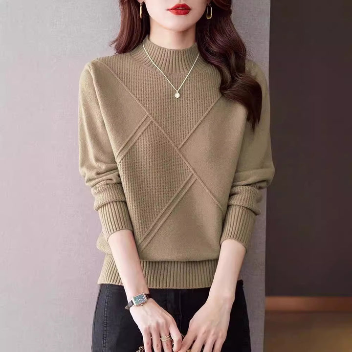 Autumn And Winter New Half Turtleneck Loose Inner Wear Sweater For Women-Sweaters-Zishirts