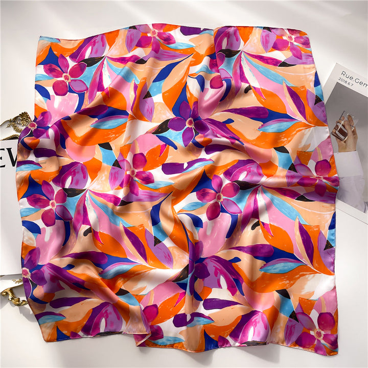 Women's Fashion Graffiti Printing Silk Scarf-Scarves & Wraps-Zishirts