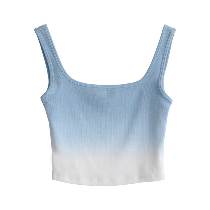 Gradient Color Outer Wear Strappy Sleeveless Tank Top-Blouses & Shirts-Zishirts