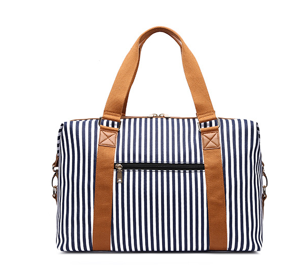 Women's Canvas Striped Travel Bag-Women's Bags-Zishirts