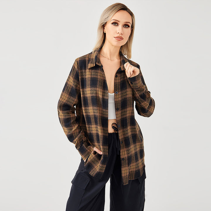 Stylish Plaid Shirt With Everything-Blouses & Shirts-Zishirts