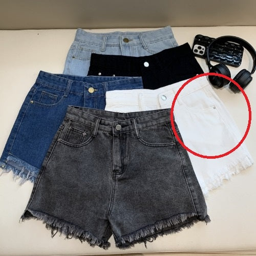 Wide Leg Denim Shorts Frayed Summer New High Waist Slimming-0-Zishirts