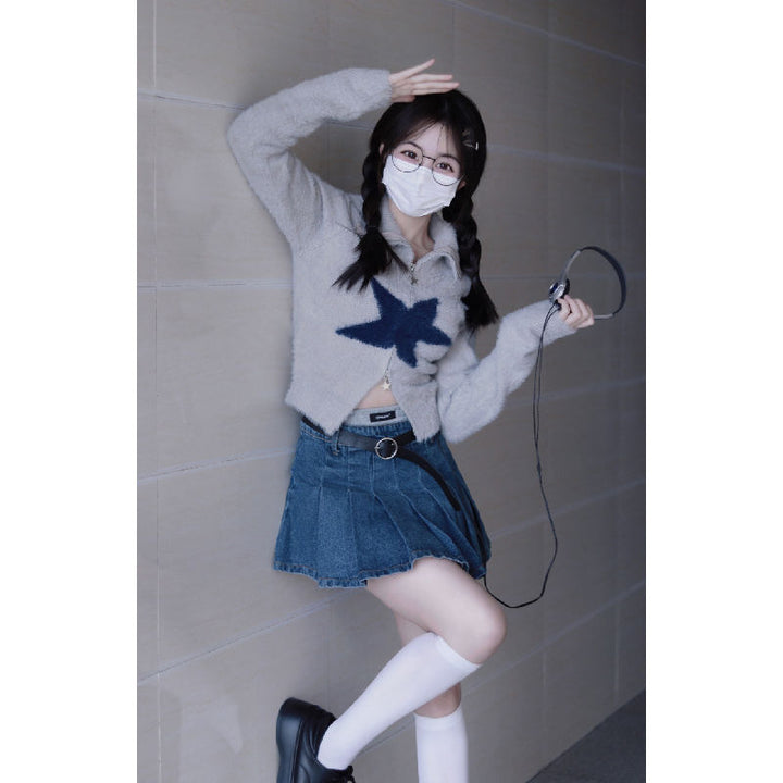 Short A Words Denim Skirt Suit Female-Women's Outerwear 2023-Zishirts