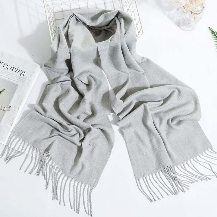 Men's And Women's Fashion Versatile Tassel Solid Color Scarf-Scarves & Wraps-Zishirts