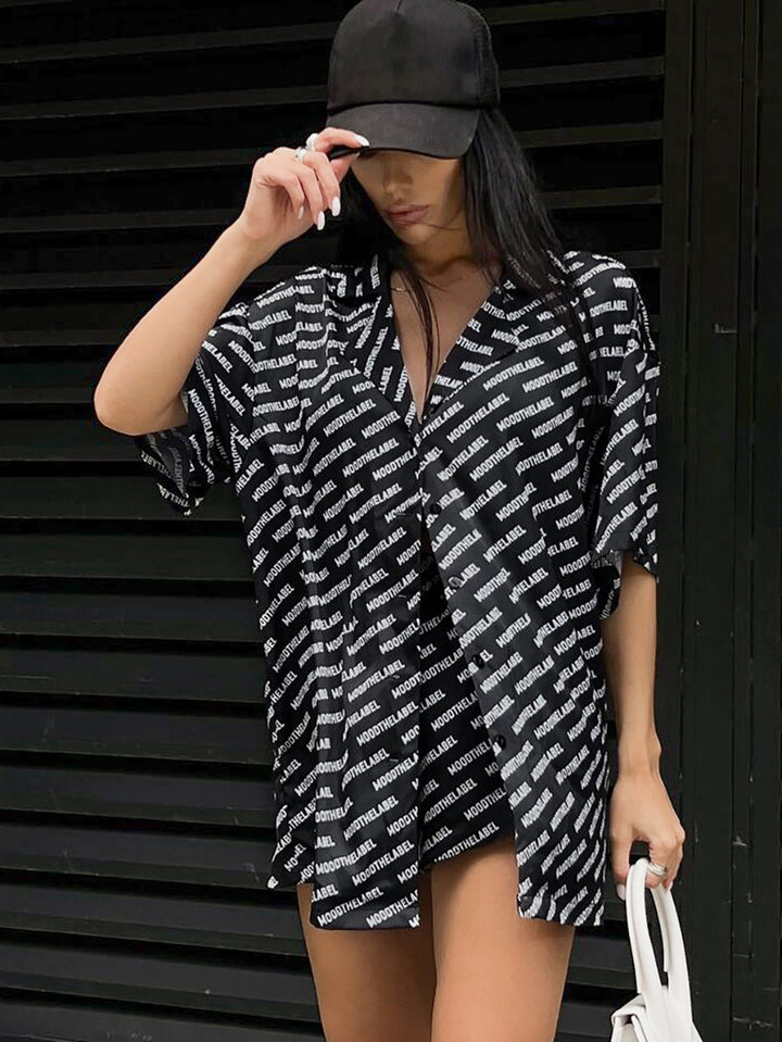 Women's Fashion Casual Loose Printed Two-piece Suit-Suits & Sets-Zishirts