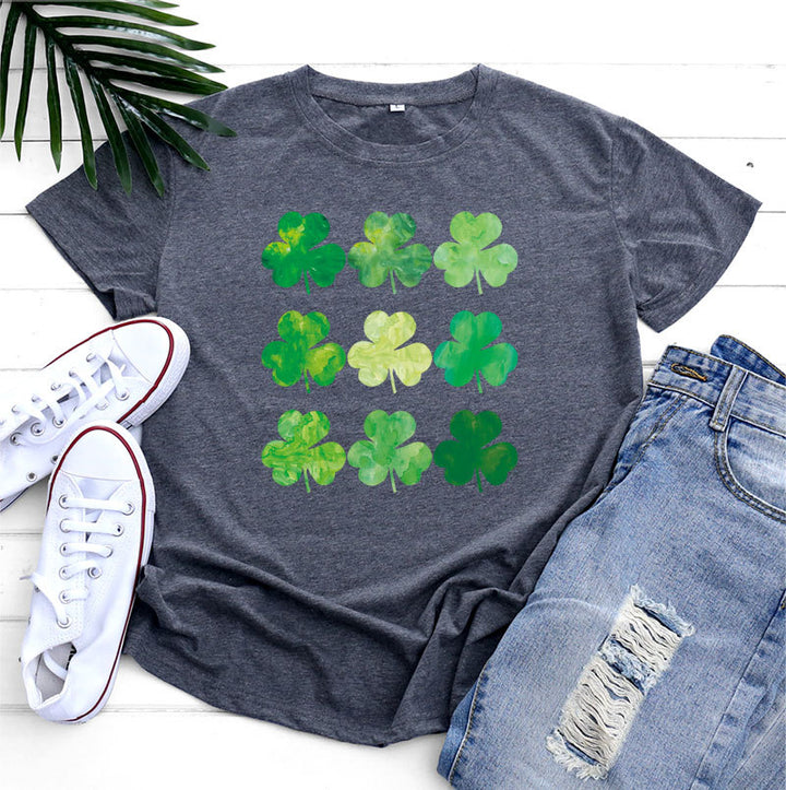 St Patrick's Day Cotton Women's Short Sleeve-Blouses & Shirts-Zishirts