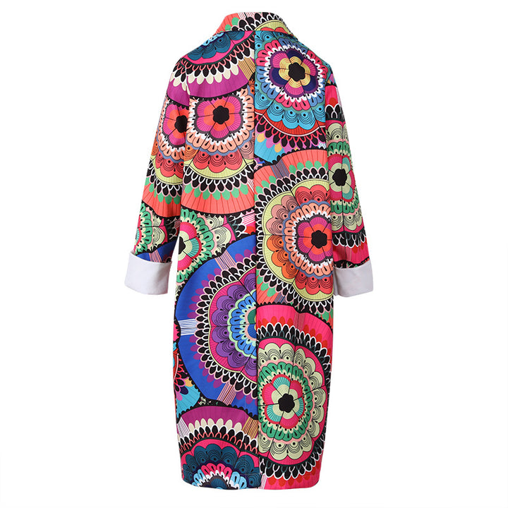 New European And American Women's Loose Printed Woolen Coat-Jackets-Zishirts