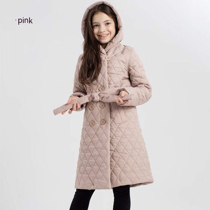 Long Coat Stand-up Collar Cotton-padded Clothes Warm And Windproof Children-Jackets-Zishirts