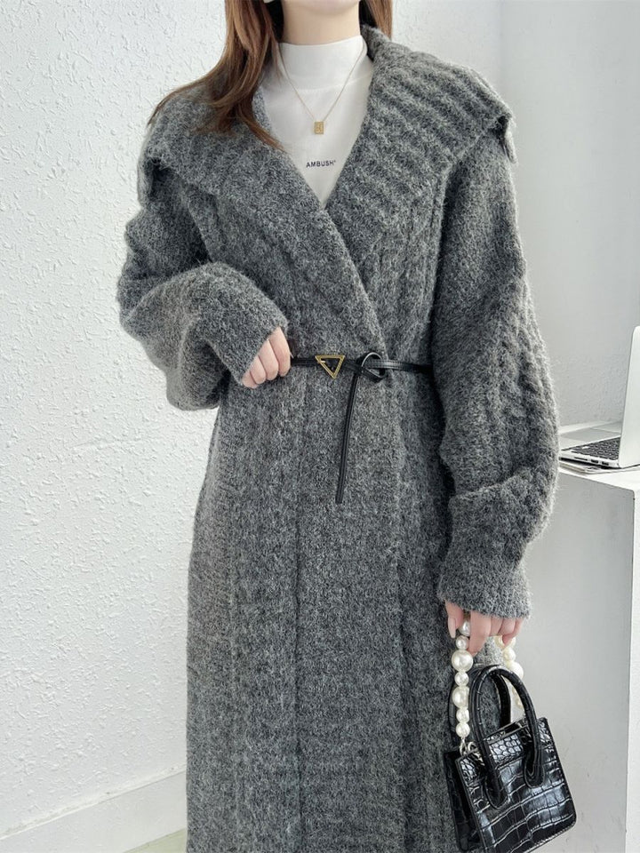 Long Knitted Cardigan Coat Women's Plus Size-Sweaters-Zishirts