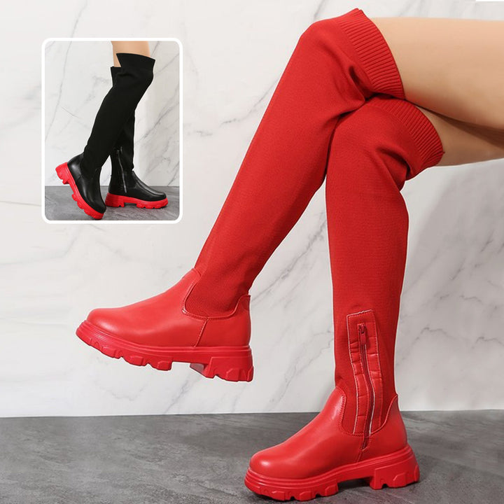 Long Boots Women Winter Shoes Fashion Side Zipper Knee High Boots-4-Zishirts