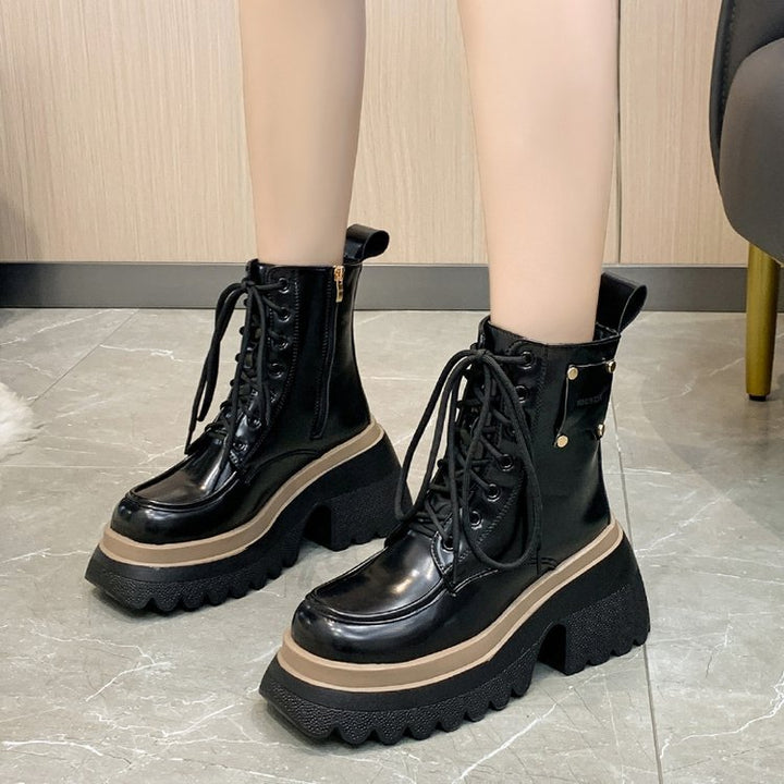 Women's Fashion Casual Soft Leather Platform Boots-Womens Footwear-Zishirts