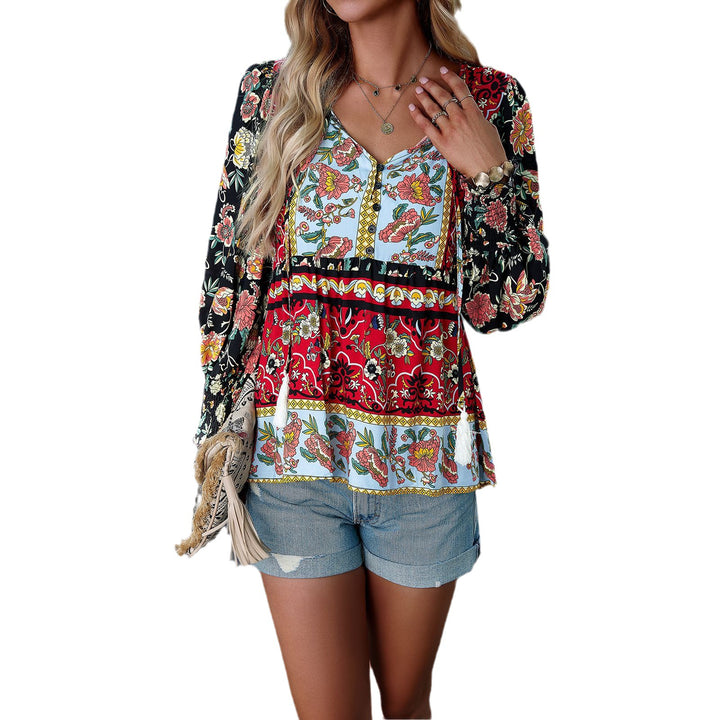 Autumn Bohemian Casual Style Rayon Long-sleeved Shirt For Women-Blouses & Shirts-Zishirts