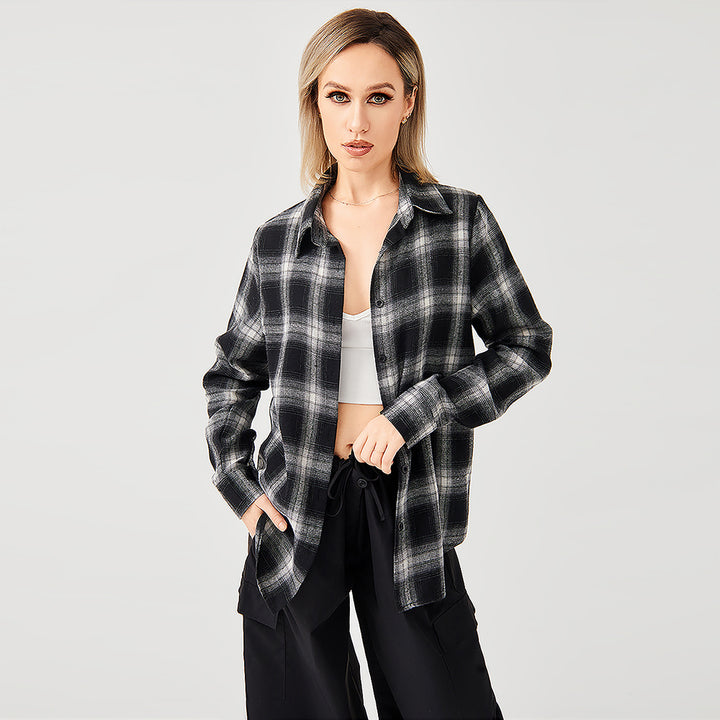 Stylish Plaid Shirt With Everything-Blouses & Shirts-Zishirts