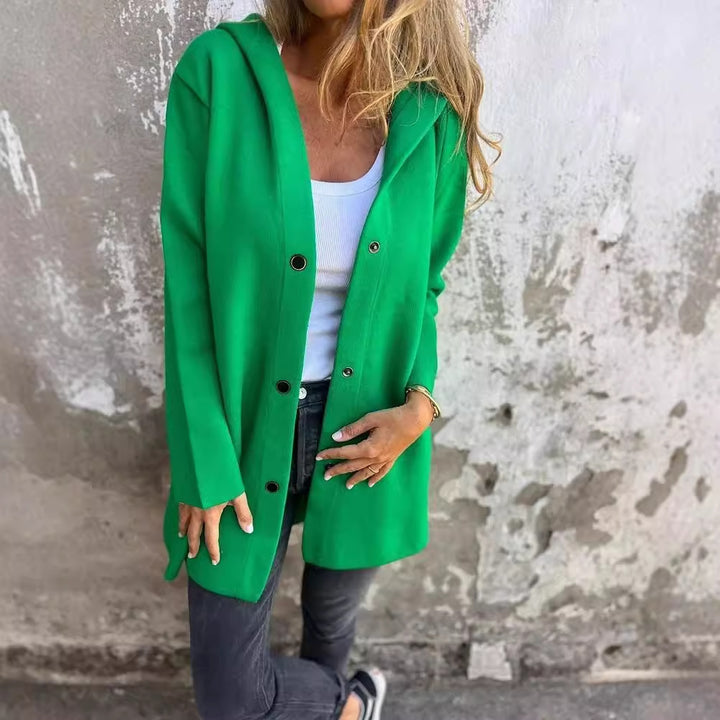 Casual Hooded Single-Breasted Cardigan Fashion Loose Solid Color Jacket Spring And Autumn Women's Clothing-Jackets-Zishirts