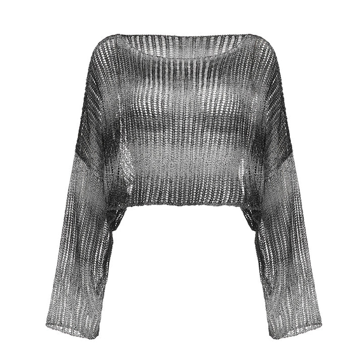 Hollow Tie-dyed Loose Short Breathable Sweater Woven Blouse Temperament Women's Sun-proof All-matching Top-Sweaters-Zishirts