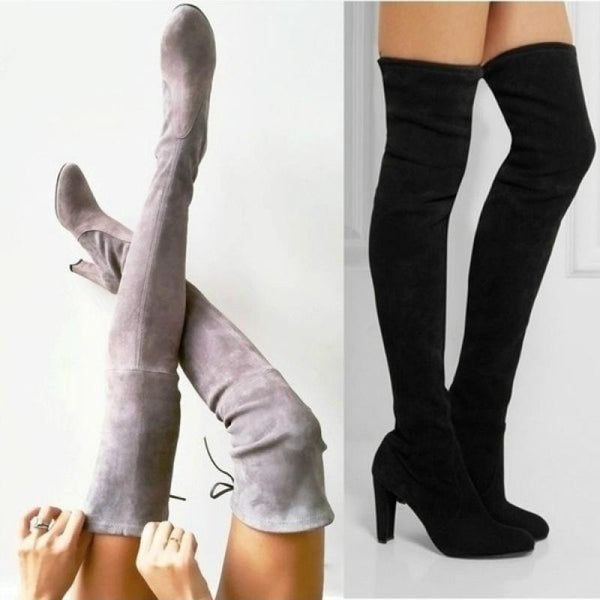 Black Knee High Boots For Women Shoes High Heel Long Boots-4-Zishirts