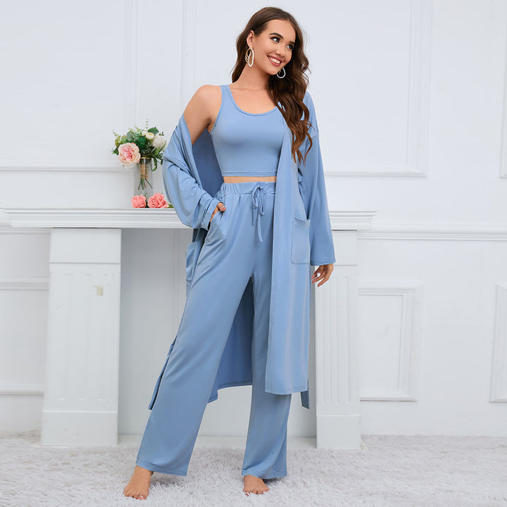 Women's Fashion Camisole Coat Wide Leg Pants Suit-Suits & Sets-Zishirts