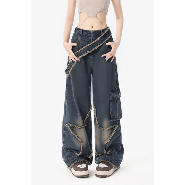 Plump Girls Slimming Retro Small Straight Wide-leg Pants-Woman Jeans-Zishirts