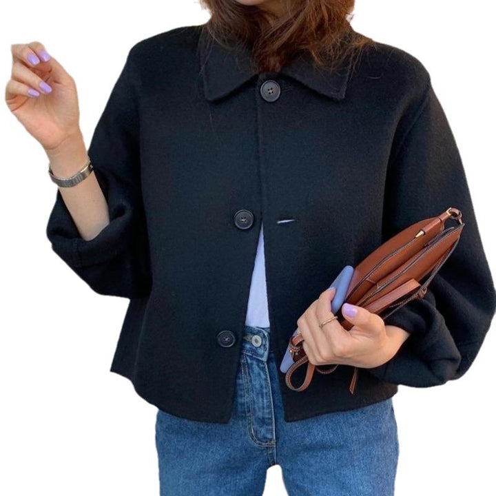 Retro Lapels Casual Loose Puff Sleeves Short Jacket For Slight-figured Cardigan-Jackets-Zishirts