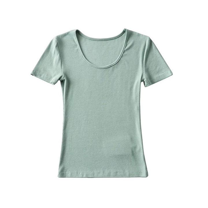 Women's Solid Color Round Neck Pullover Short Sleeve T-shirt-Womens 2024 March-Zishirts