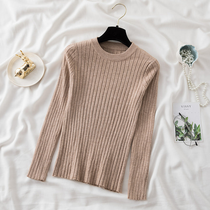 New Round Neck Sunken Stripe Knitwear For Women-Sweaters-Zishirts