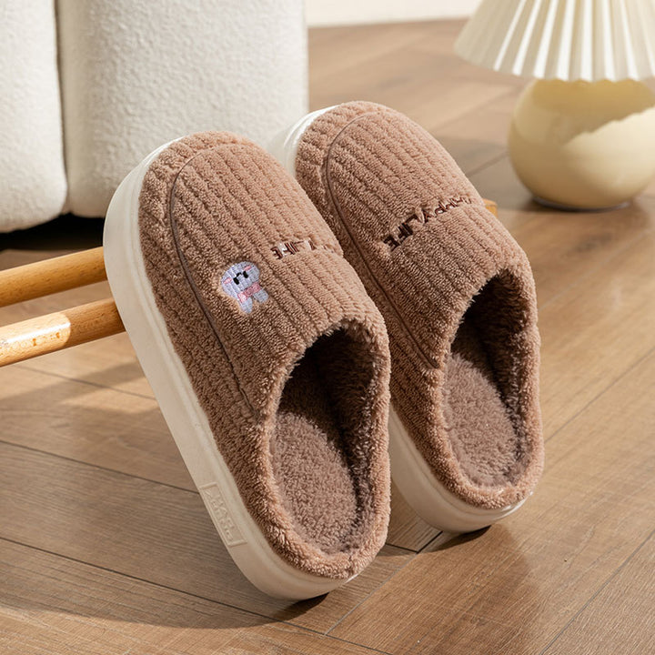 Cute Rabbit Slippers Winter Warm Home Shoes Non Slip Plush Bedroom Slippers-Womens Footwear-Zishirts