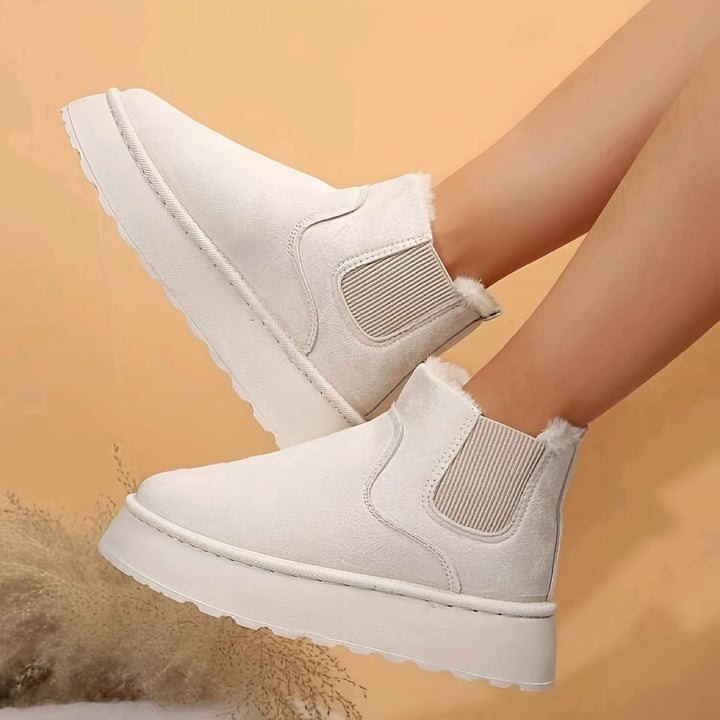 Women's Plush Boots Winter Warm Fleece Thick Flats Snow Boots Fashion Shoes-Womens Footwear-Zishirts