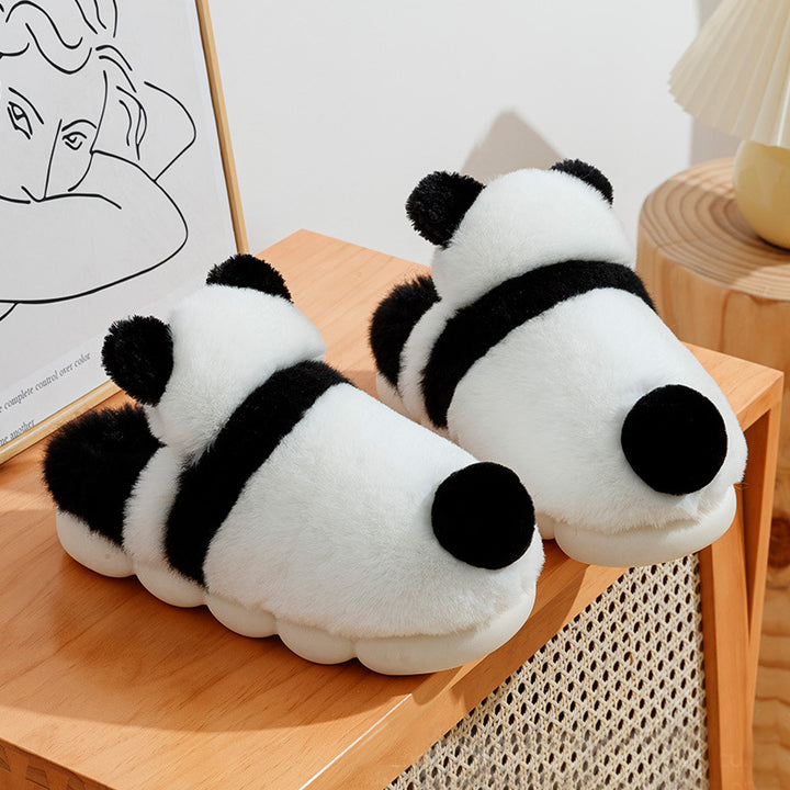 Cute Panda Shoes Winter Plush Slippers Women Warm Cartoon Garden House Shoes-Womens Footwear-Zishirts