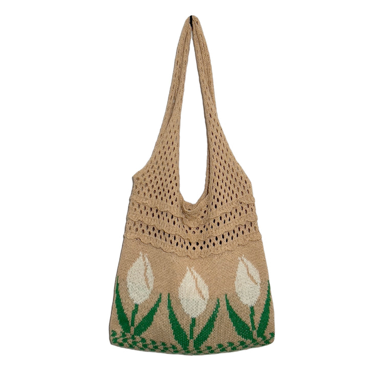 Flower Tulip Vintage Knitted Shoulder Bag-Women's Bags-Zishirts