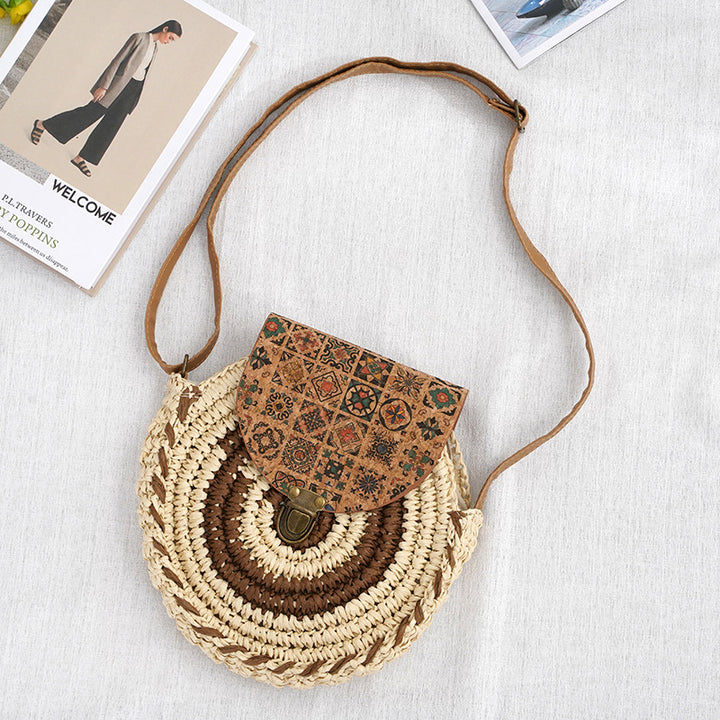 Shoulder Straw-weaved Crossbody Beach Casual Ethnic Style Mini And Simple Handmade Beach Bag-Women's Bags-Zishirts