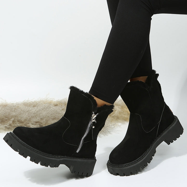 Thick Plush Snow Boots Women Faux Suede Non-slip Winter Shoes-Womens Footwear-Zishirts