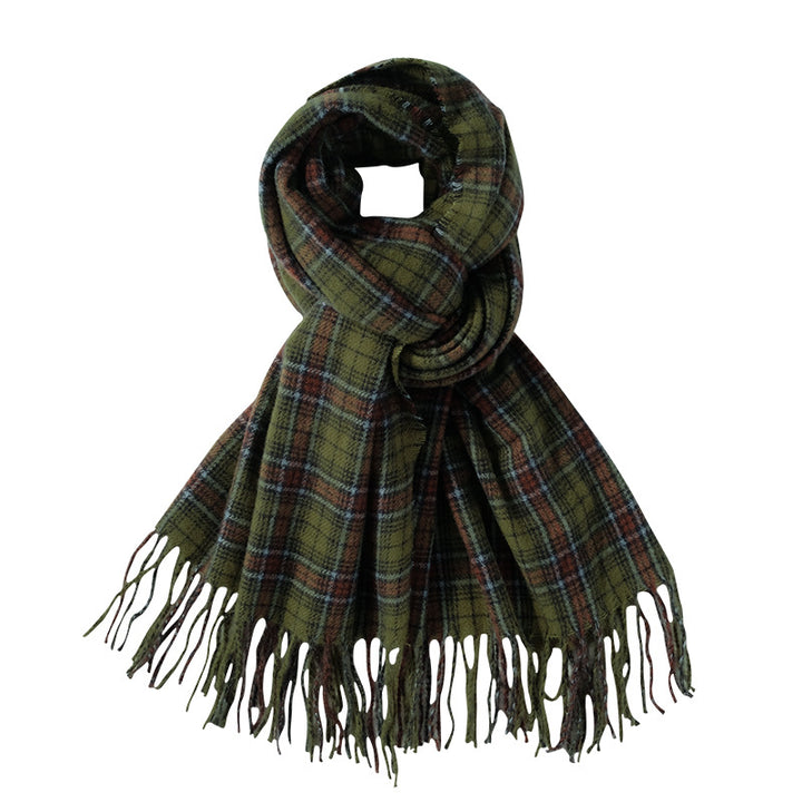 Comfortable Warm White Check Scarf-Scarves & Wraps-Zishirts