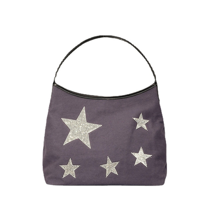 Retro Five-pointed Star Rhinestone Tote Bag For Women-Women's Bags-Zishirts