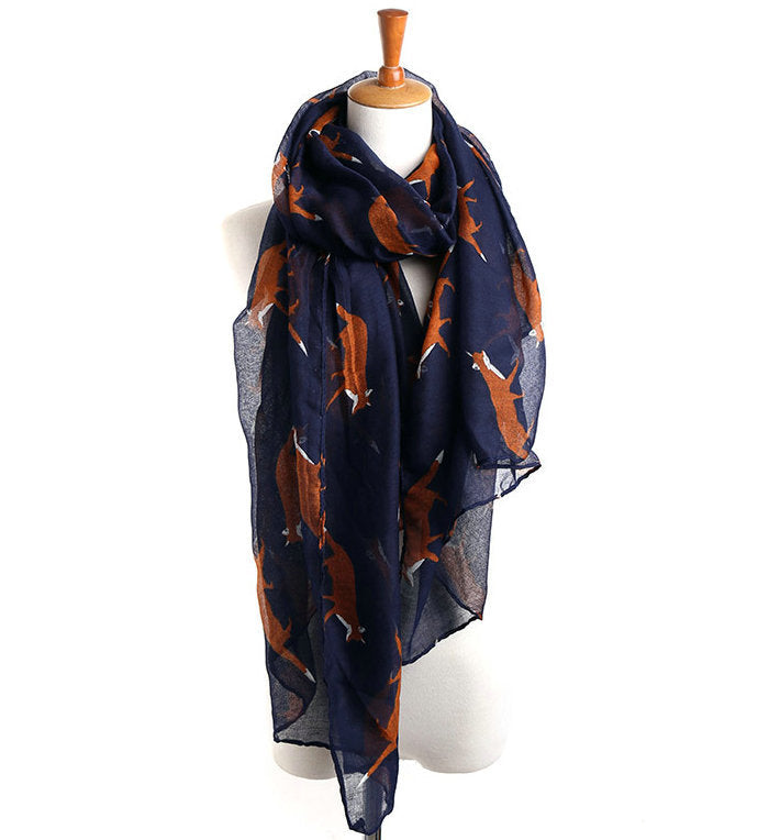 Fall Winter Fashion Korean Style Voile Animal Pattern Fox Scarf-Scarves & Wraps-Zishirts