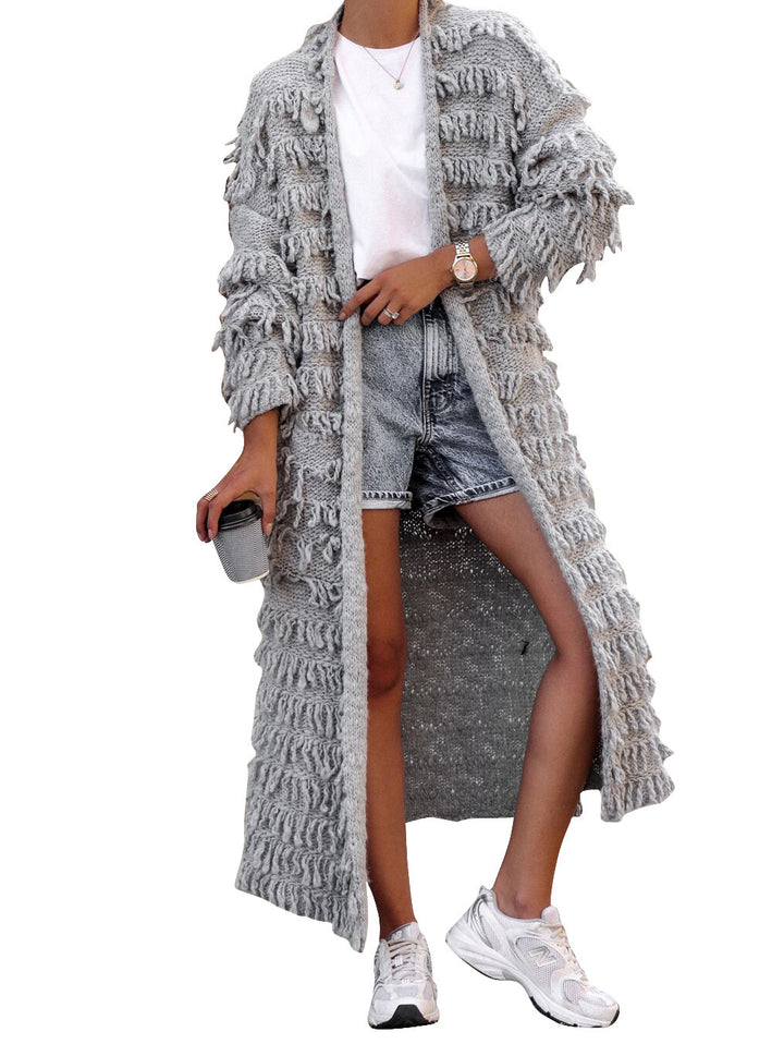 Women's Clothing Tassel Knitted Coat-0-Zishirts