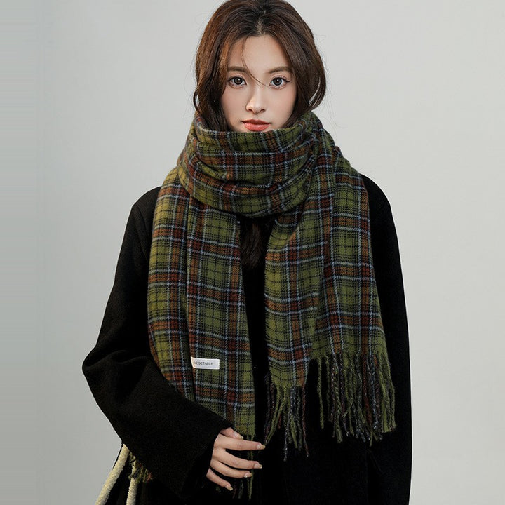 Comfortable Warm White Check Scarf-Scarves & Wraps-Zishirts