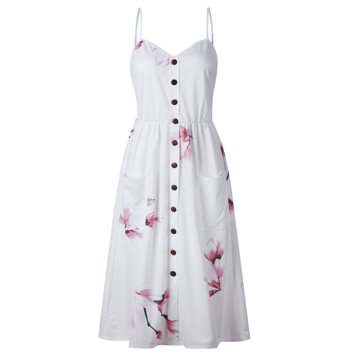 Women's Fashion Suspenders Floral Dress-Lady Dresses-Zishirts