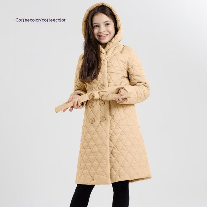 Long Coat Stand-up Collar Cotton-padded Clothes Warm And Windproof Children-Jackets-Zishirts