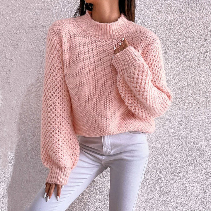 Women's Fashion Autumn And Winter Leisure Long Sleeve Round Neck Pure Color Warm Keeping Sweater-Women's Outerwear 2023-Zishirts