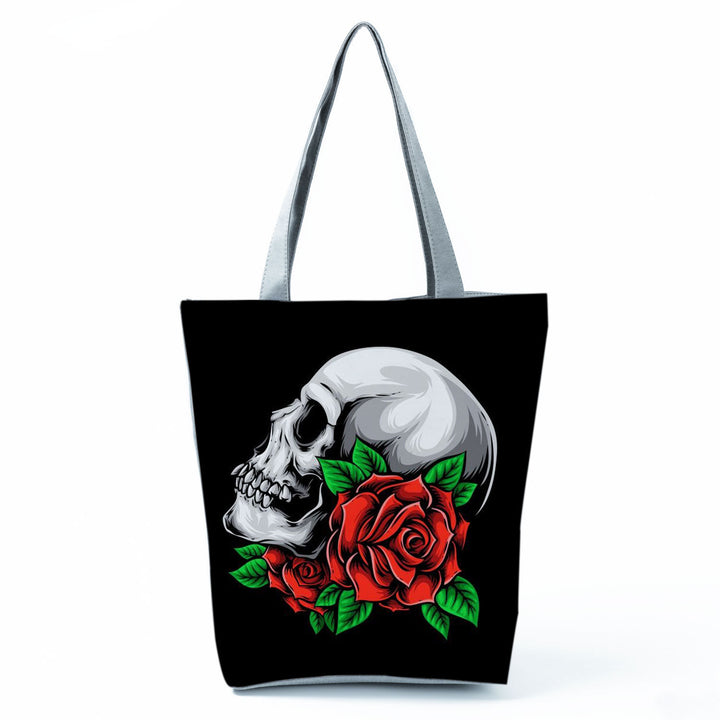 Portable Large Capacity Skull Printed Handbag-Women's Bags-Zishirts