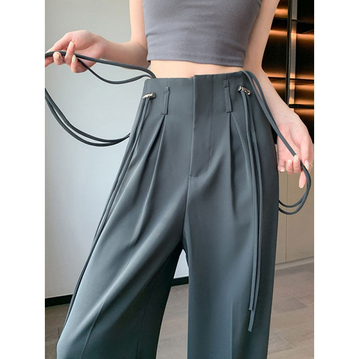 Drawstring Wide-leg Pants Women's Spring And Autumn Draping High-grade Trousers-Women's Outerwear 2023-Zishirts