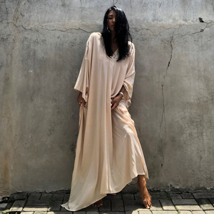 Solid Color Seaside Vacation Dress Loose Overclothes Robe For Women-Lady Dresses-Zishirts