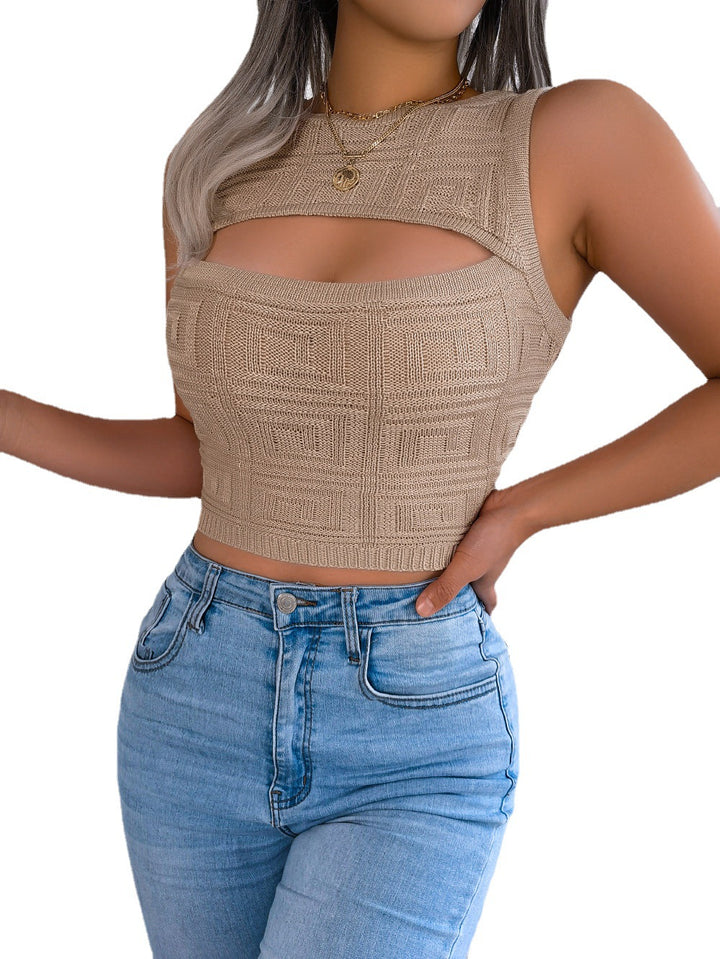 Women's Top Midriff-baring Knitted Sweater-Sweaters-Zishirts