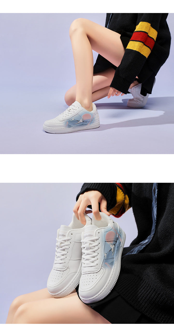 Ancient Style White Crane Board National Style Cute Wild White Shoes-Womens Footwear-Zishirts